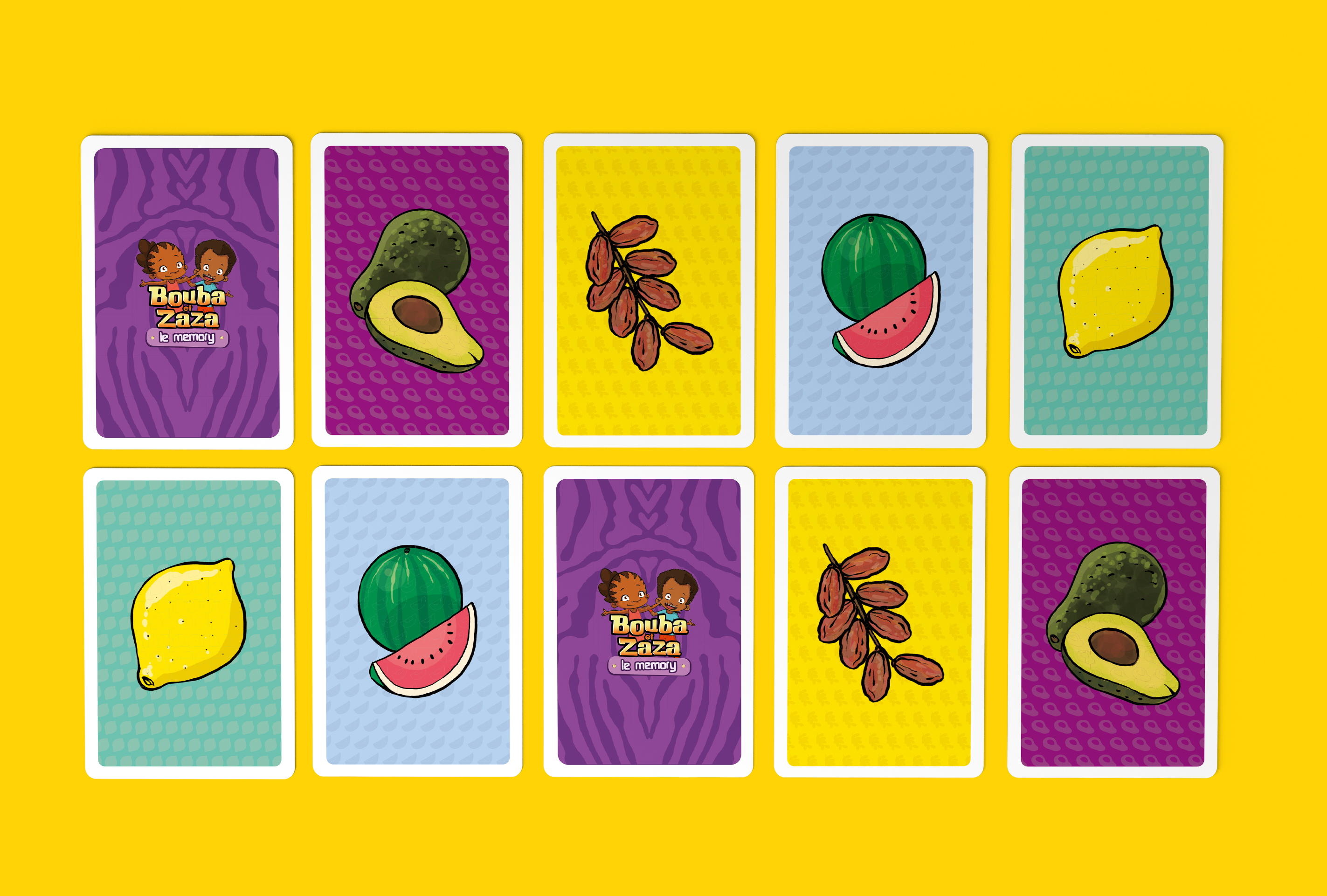 Jeu de memory sur les fruits et légumes Bouba et Zaza